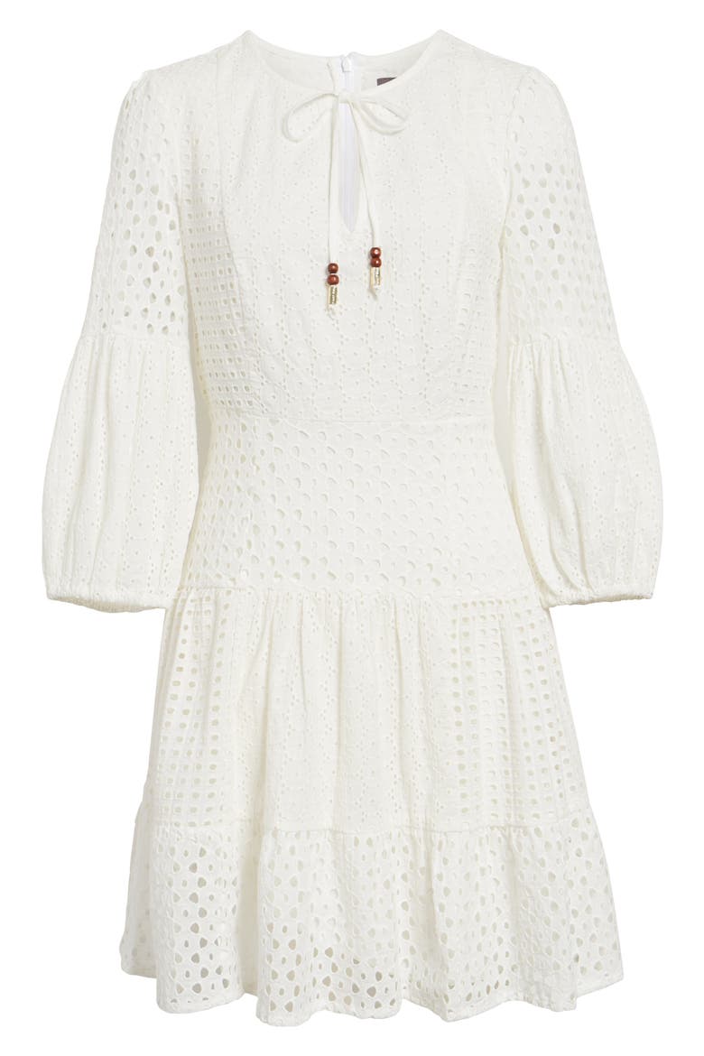 Balloon Sleeve Cotton Eyelet Dress, Alternate, color, IVORY
