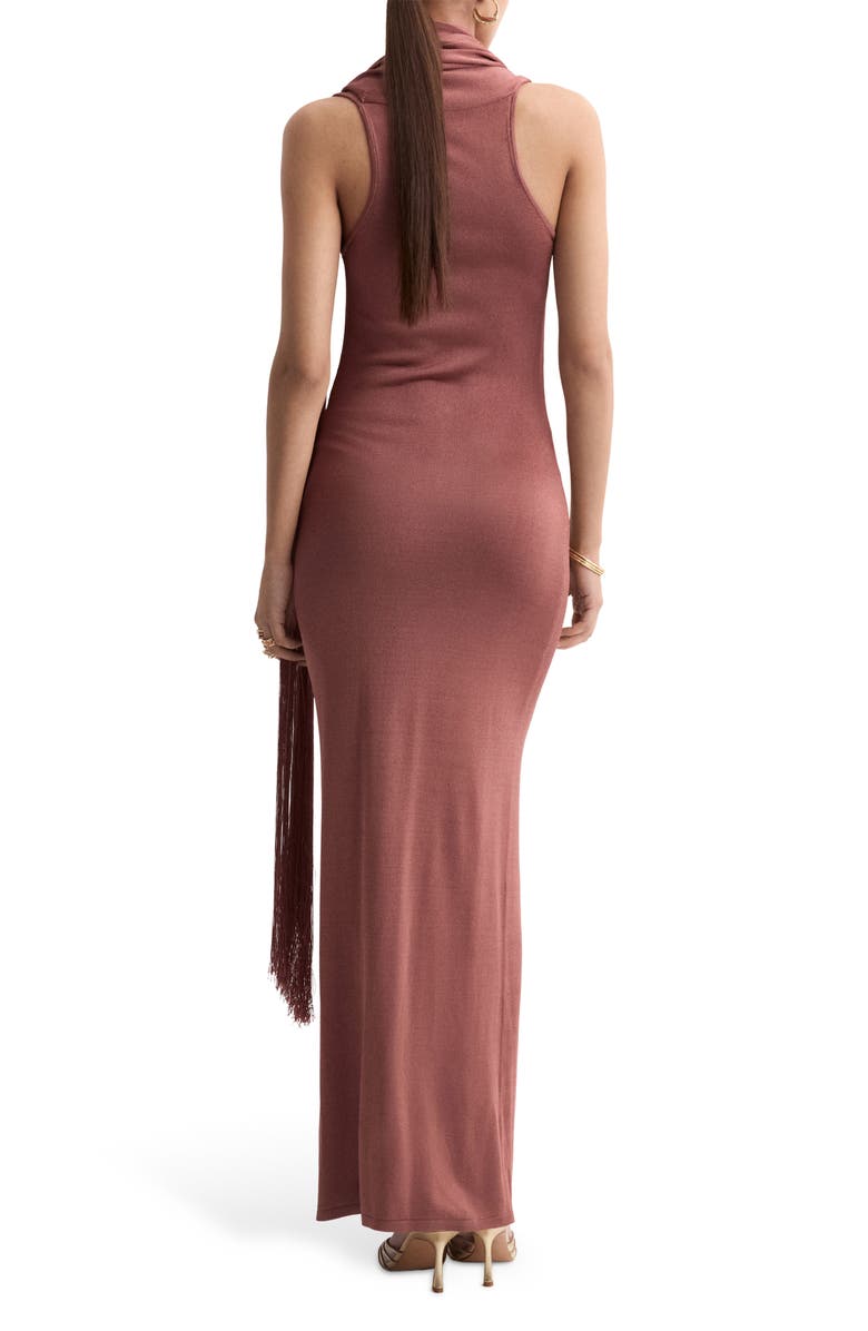 MANGO Shawl Sleeveless Knit Maxi Dress, Alternate, color, Russet