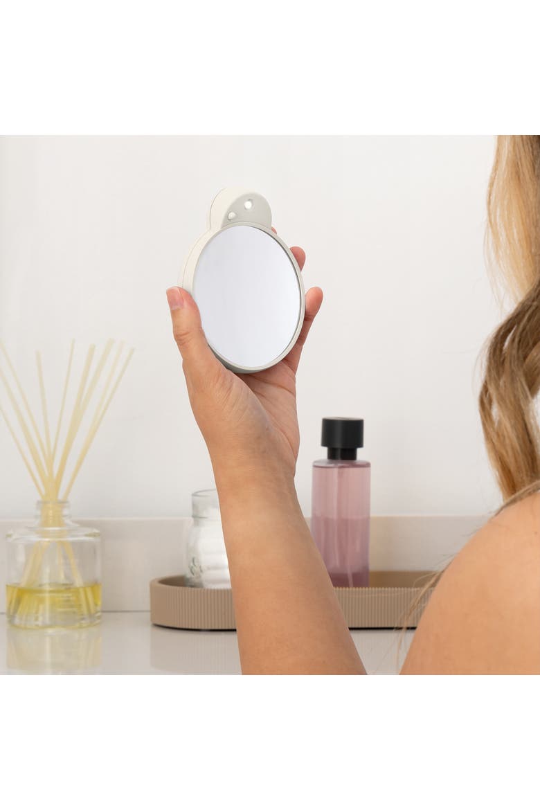 Lighted Compact Mirror with 10X Magnification & Retractable Suction Cups, Alternate, color, Neutral