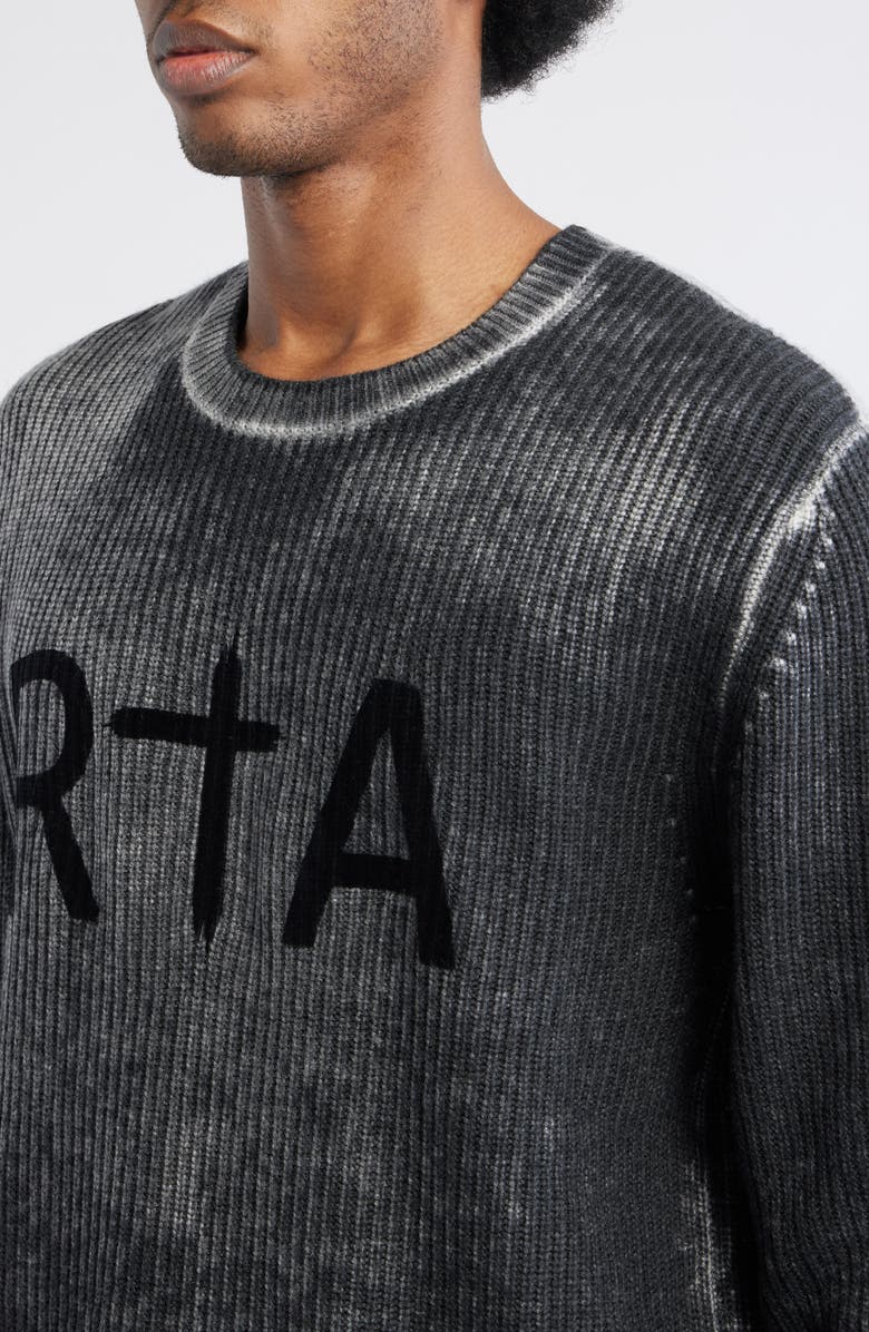 RtA Ethan Washed Relaxed Fit Sweater, Alternate, color, Black Gliitch