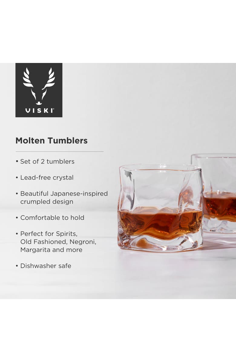Viski Crystal Molten Tumblers Set of 2, Alternate, color, Clear