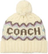 COACH Fair Isle Wool Blend Pom Beanie