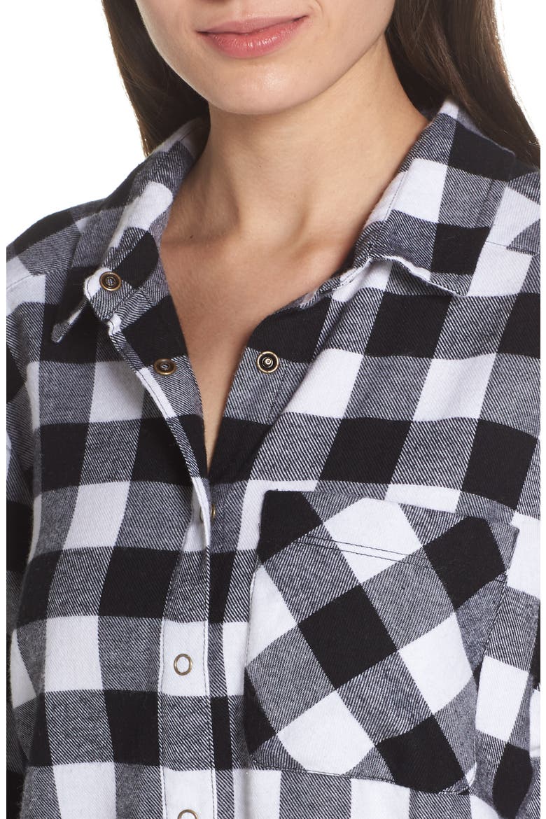 Flannel Nightshirt, Alternate, color, BLACK BUFFALO PLAID