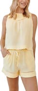 Bella Dahl Ladder Stitch Inset Sleeveless Crop Linen Top