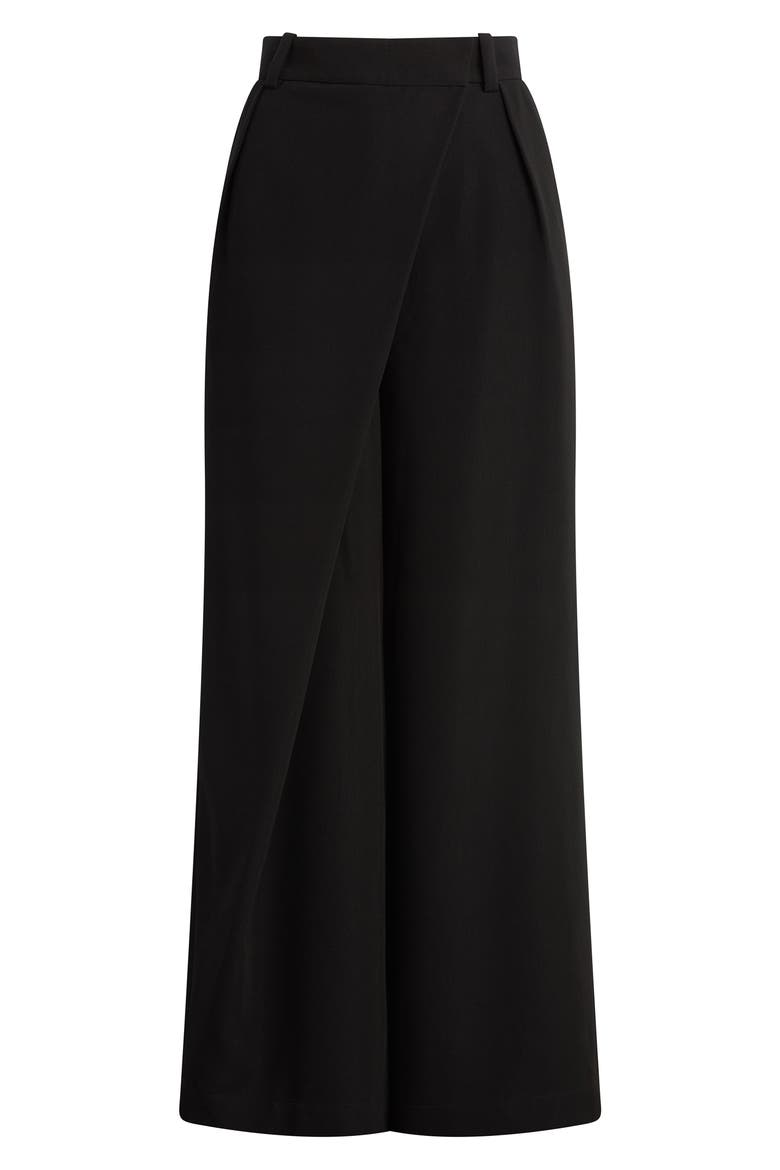 The Power Play Wrap Front Wide Leg Pants, Alternate, color, BLACK