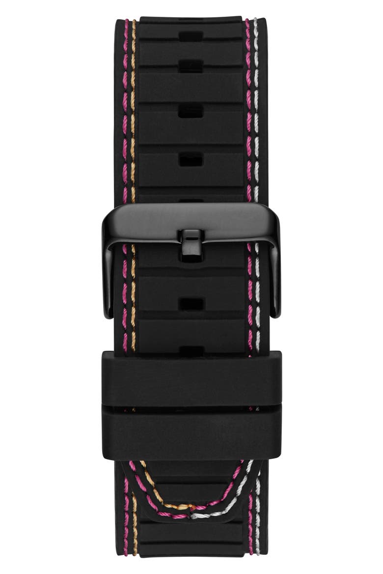 Ombré Multifunction Silicone Strap Watch, 44mm, Alternate, color, BLACK/BLACK/BLACK