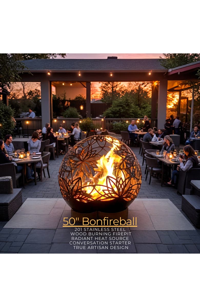 Bonfireball 50" Fire Pit Lotus Base & Cover, Alternate, color,