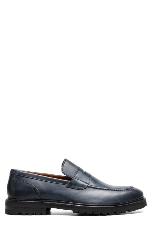 Stacy Adams Hazleton Apron Toe Lugged Penny Loafer In Blue