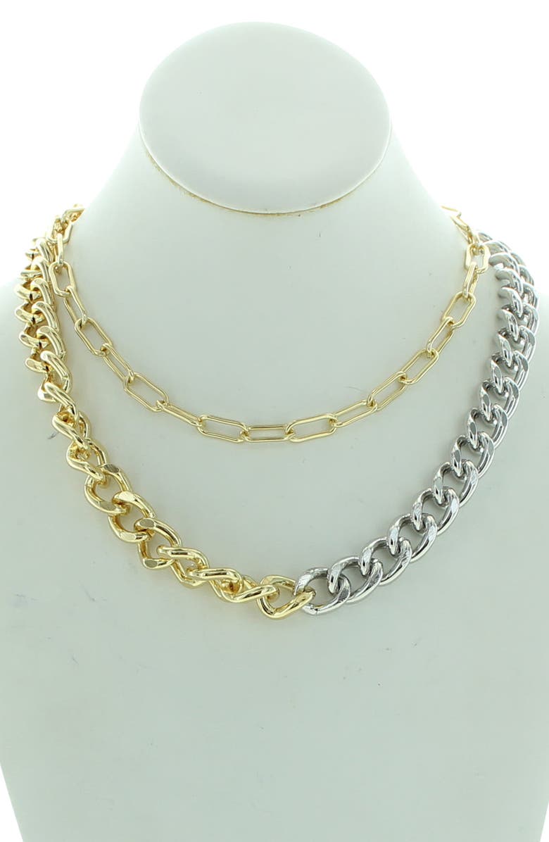 OLIVIA WELLES Two-Tone Double Time Chain Necklace, Alternate, color, Gold / Silver