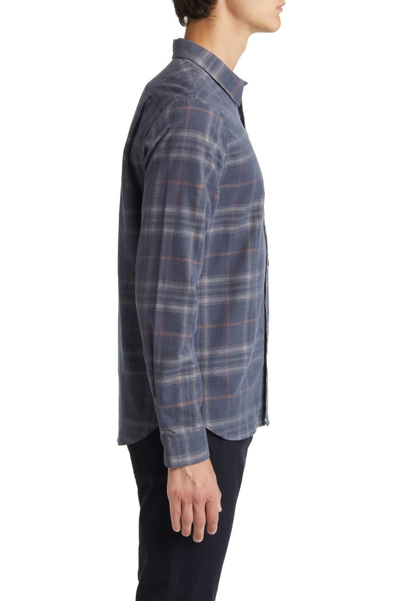 Plaid Corduroy Button-Up Shirt, Alternate, color, IRIS BLUE/ CHALK PINK