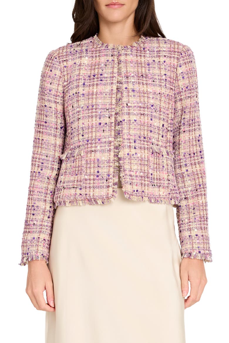 Bouclé Crop Jacket, Main, color, VANILLA PINK