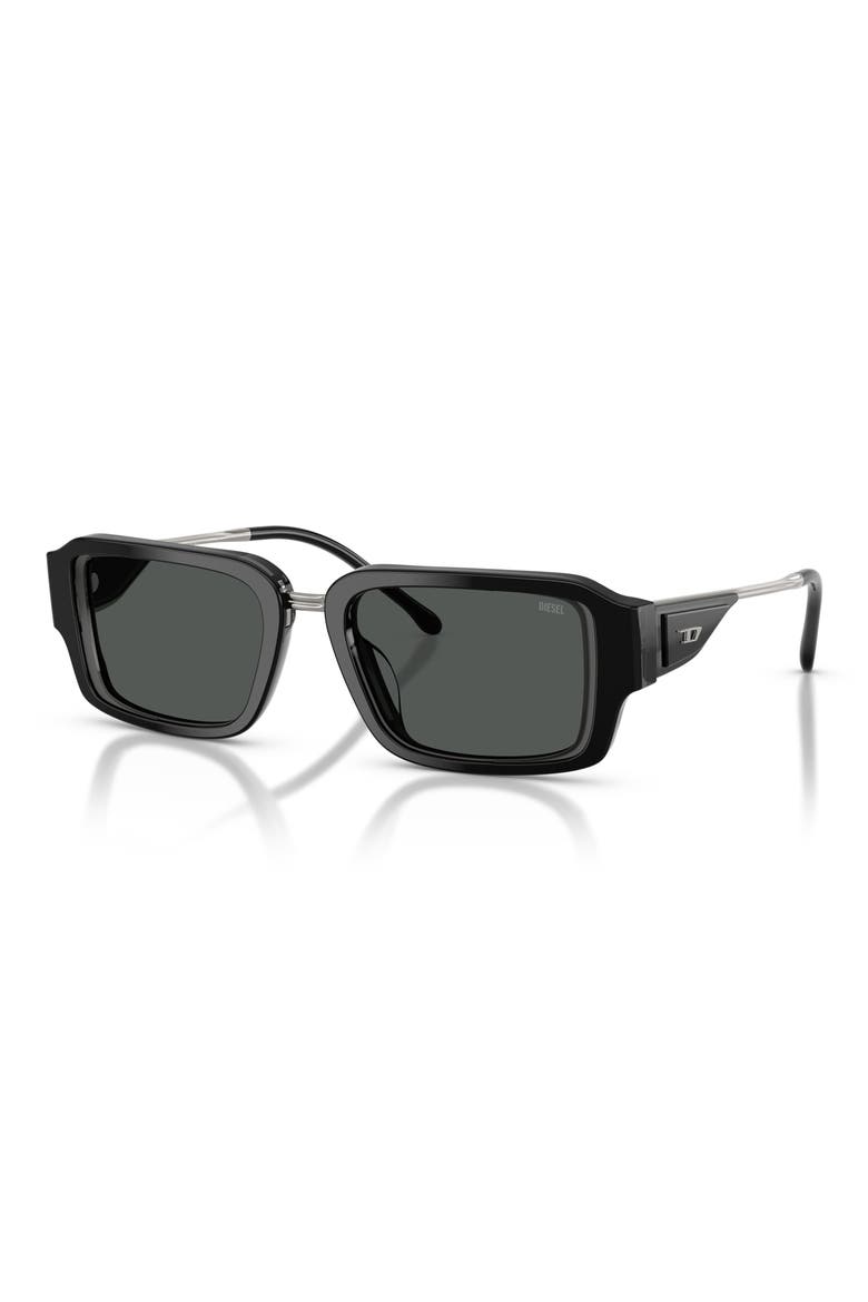 52mm Rectangular Sunglasses, Alternate, color, BILAYER BLACK / DARK GREY