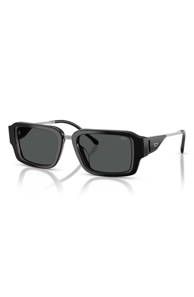 DIESEL<sup>®</sup> 52mm Rectangular Sunglasses, Alternate, color, Bilayer Black / Dark Grey