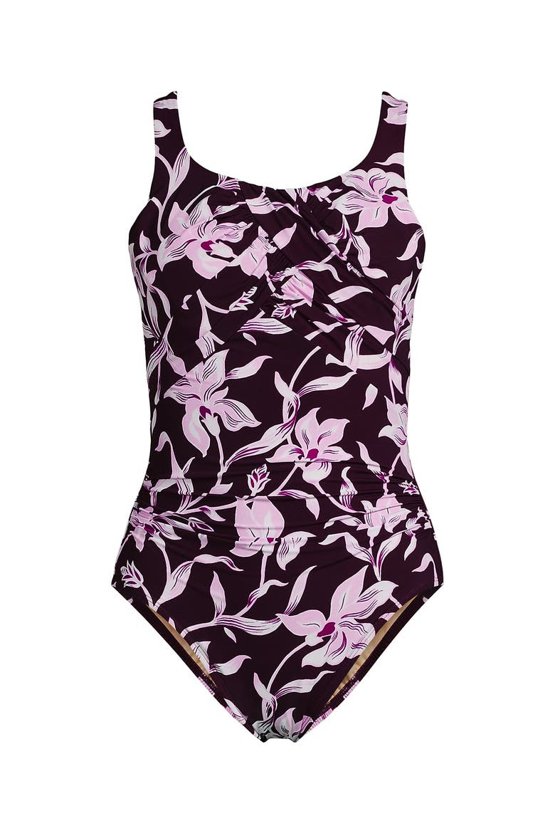 DDD-Cup New SlenderSuit Carmela Underwire One Piece Swimsuit, Alternate, color, Dark Wine/Tropics Floral