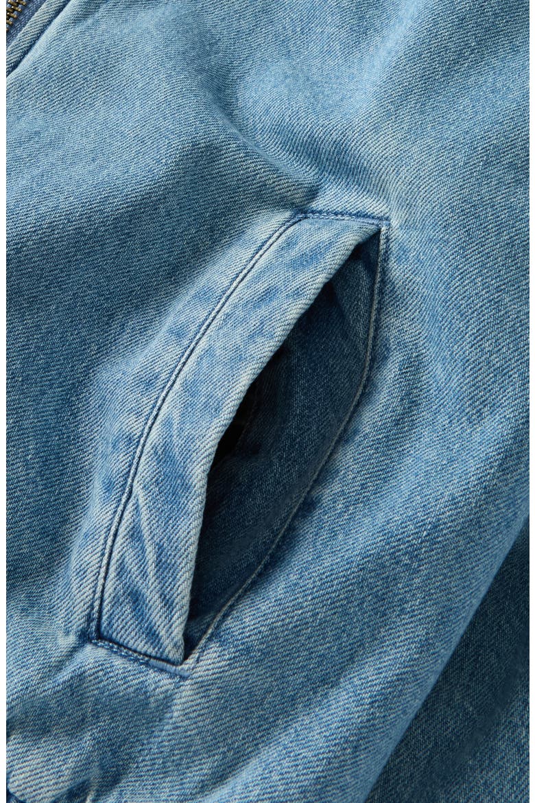 Kids' Fleece Lined Hooded Denim Jacket, Alternate, color, MEDIUM BLUE WASH