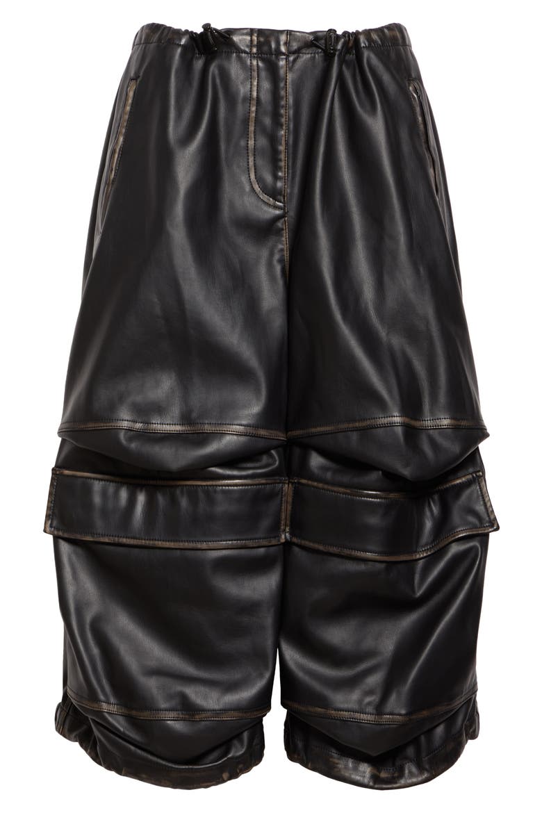 P-Dayetz-Short-Fem Faux Leather Bermuda Pants, Alternate, color, BLACK