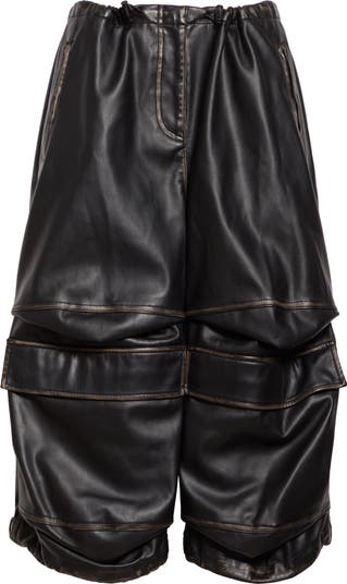 DIESEL :: ディーゼル p-dayetz-short-Fem DIESEL® P-Dayetz-Short-Fem Faux Leather Bermuda Pants