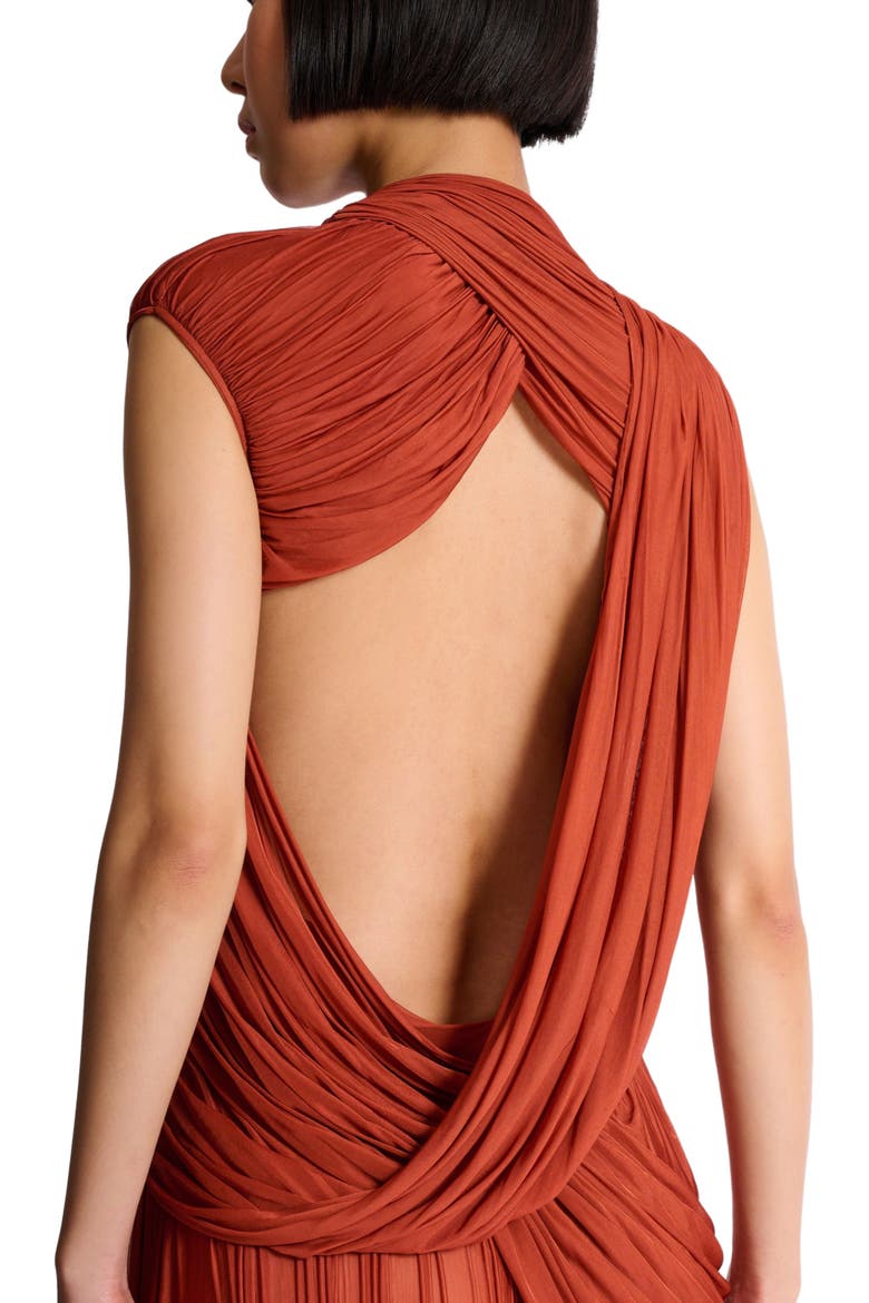 Draped flowing jersey dress, Alternate, color, red