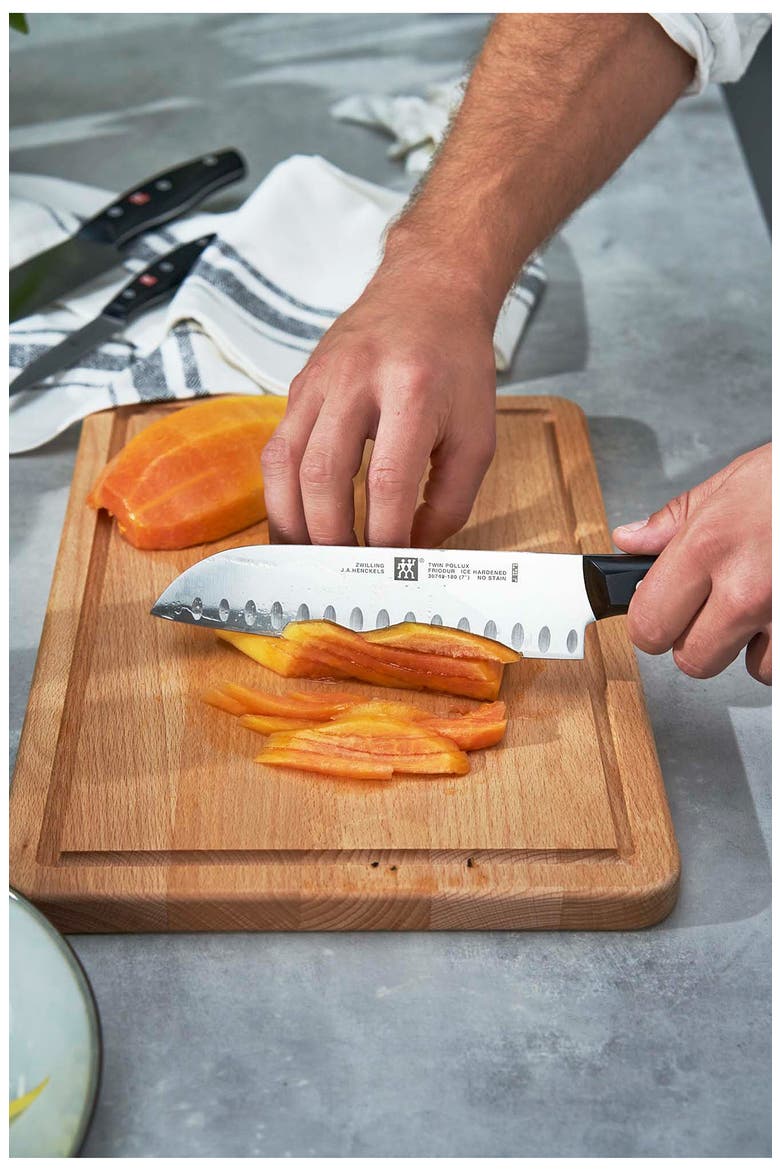 TWIN Signature 7-Inch Hollow Edge Santoku Knife, Alternate, color, SILVER