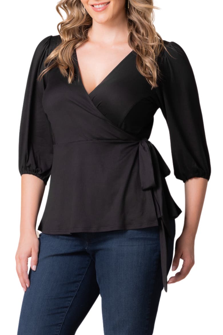 Nina Wrap Top, Main, color, BLACK NOIR