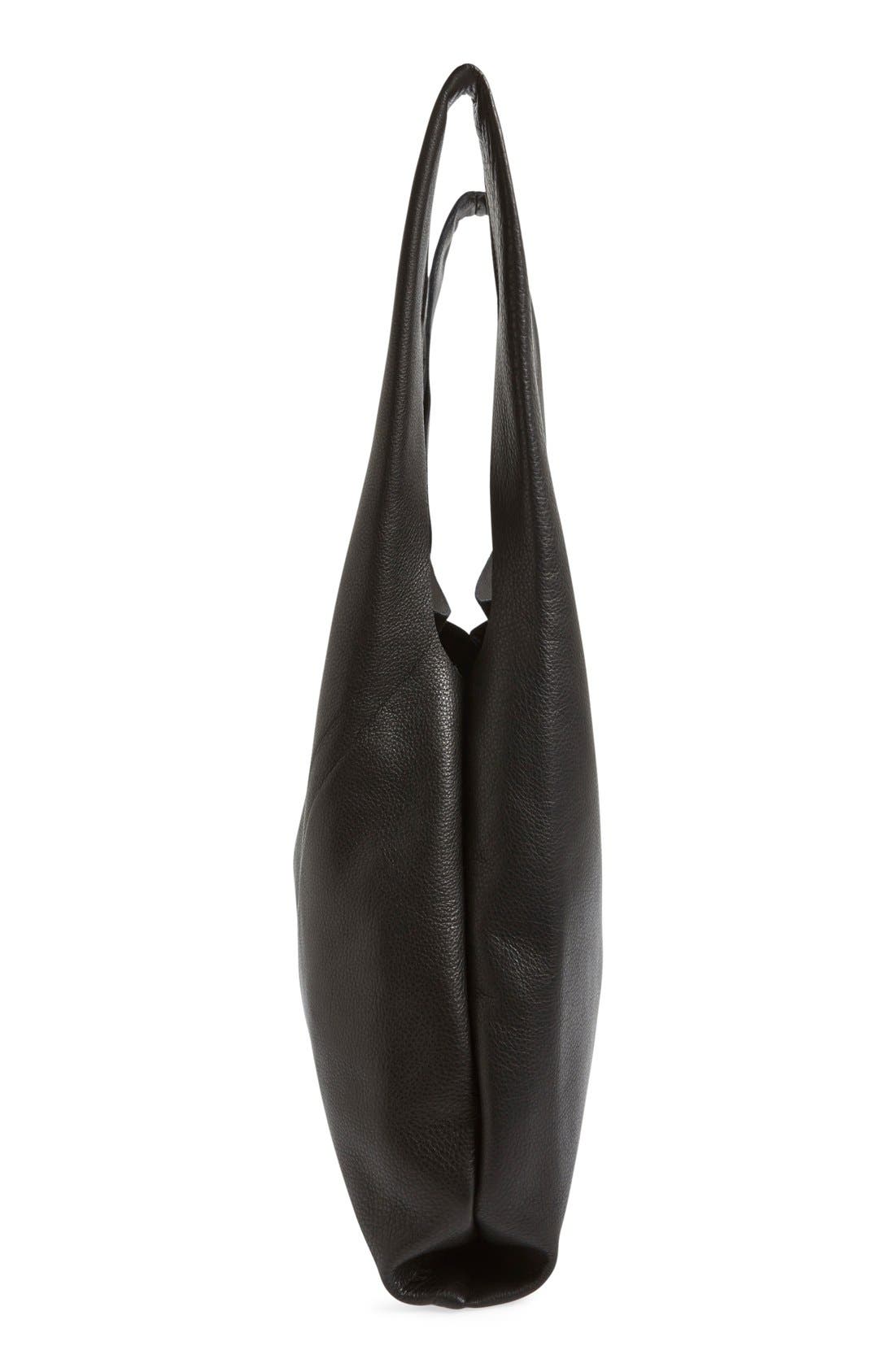 Leather Tote, Alternate, color, BLACK