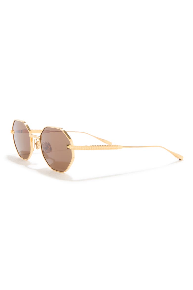 52mm Geometric Sunglasses, Alternate, color, GOLD GOLD BROWN