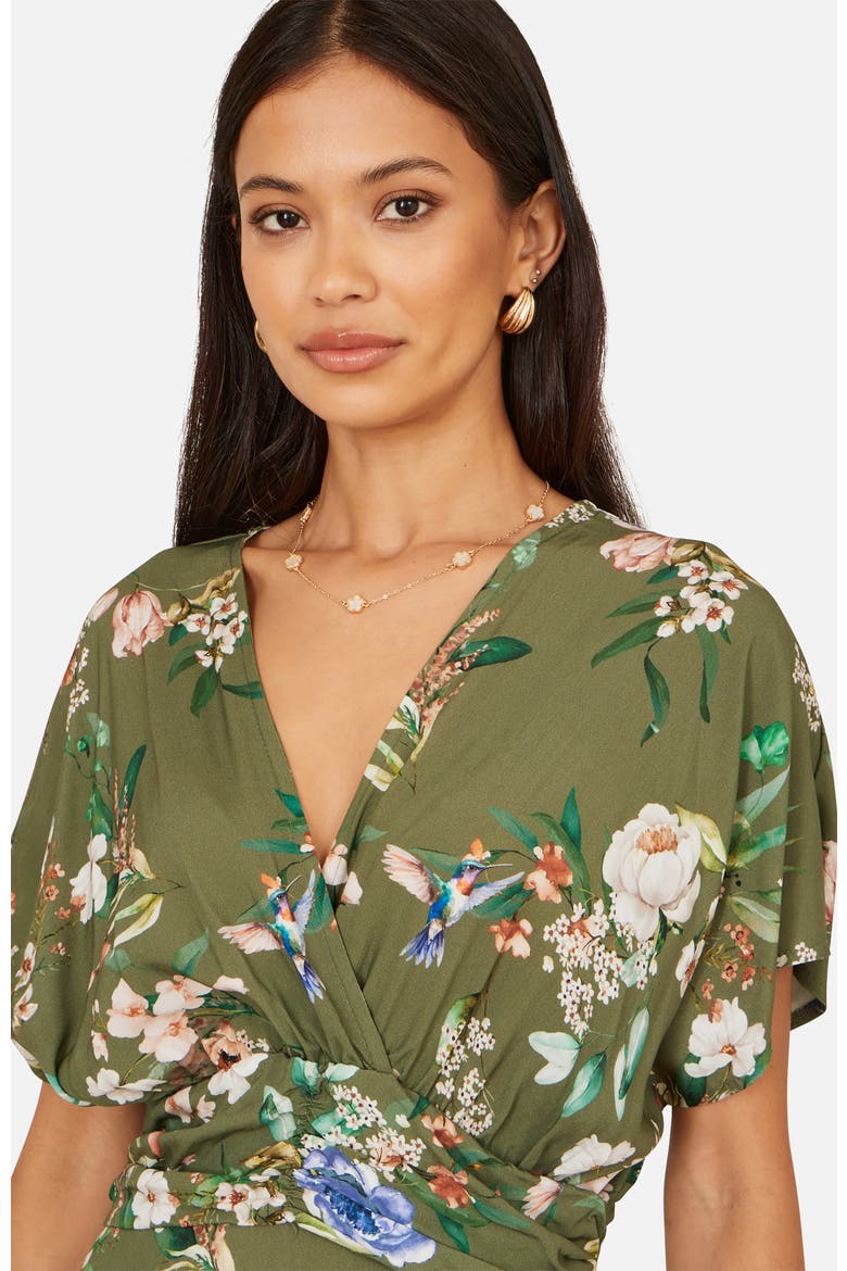 Floral Print Midi Dress, Alternate, color, Sage Green