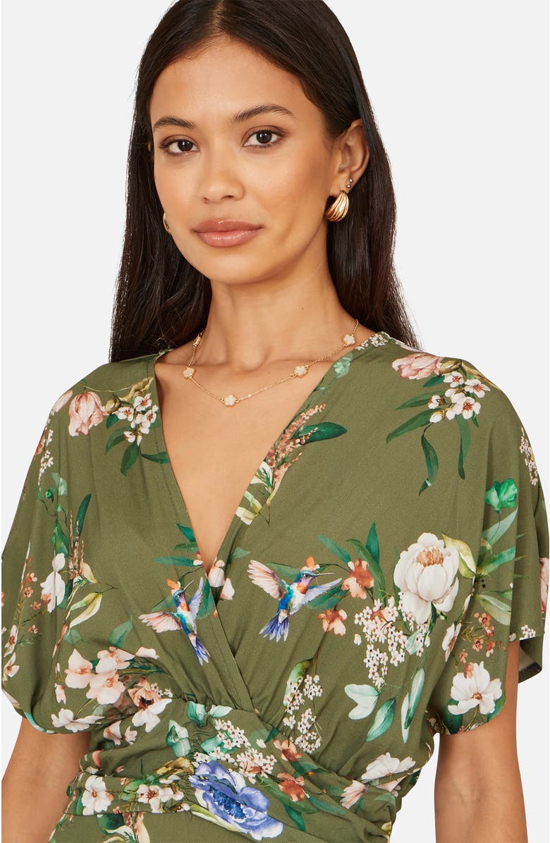 Yumi Floral Print Midi Dress, Alternate, color, Sage Green