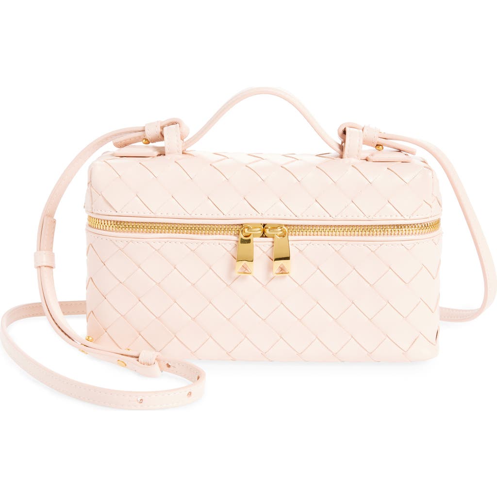 Bottega Veneta Women Vanity Case Leather Bag With Intrecciato Iconic Motif In Pink