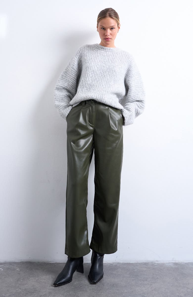 Topshop Balloon Sleeve Crewneck Sweater, Alternate, color, Grey