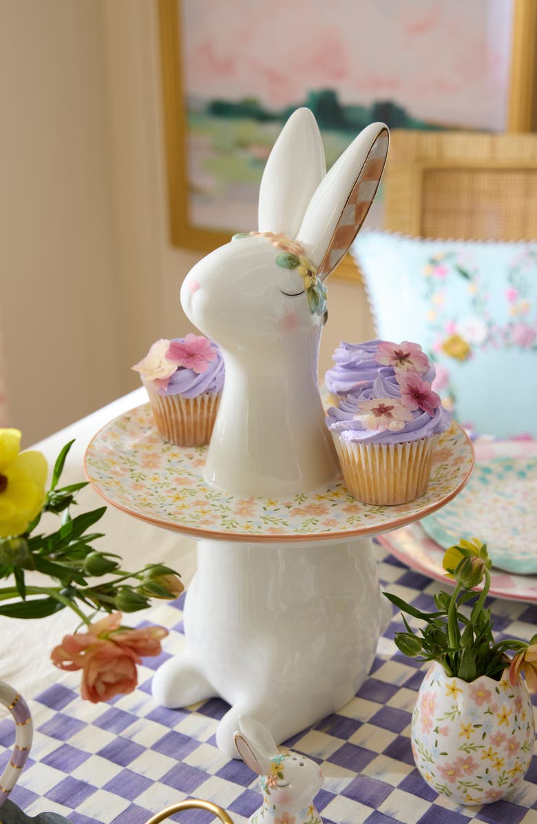 MACKENZIE CHILDS Posie Patch Rabbit Sweet Stand, Alternate, color, White