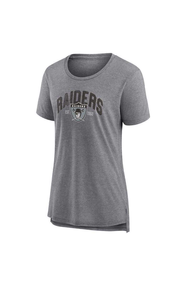 FANATICS Women's Fanatics Branded Heathered Gray Las Vegas Raiders Drop Back Modern Tri-Blend T-Shirt, Alternate, color, 