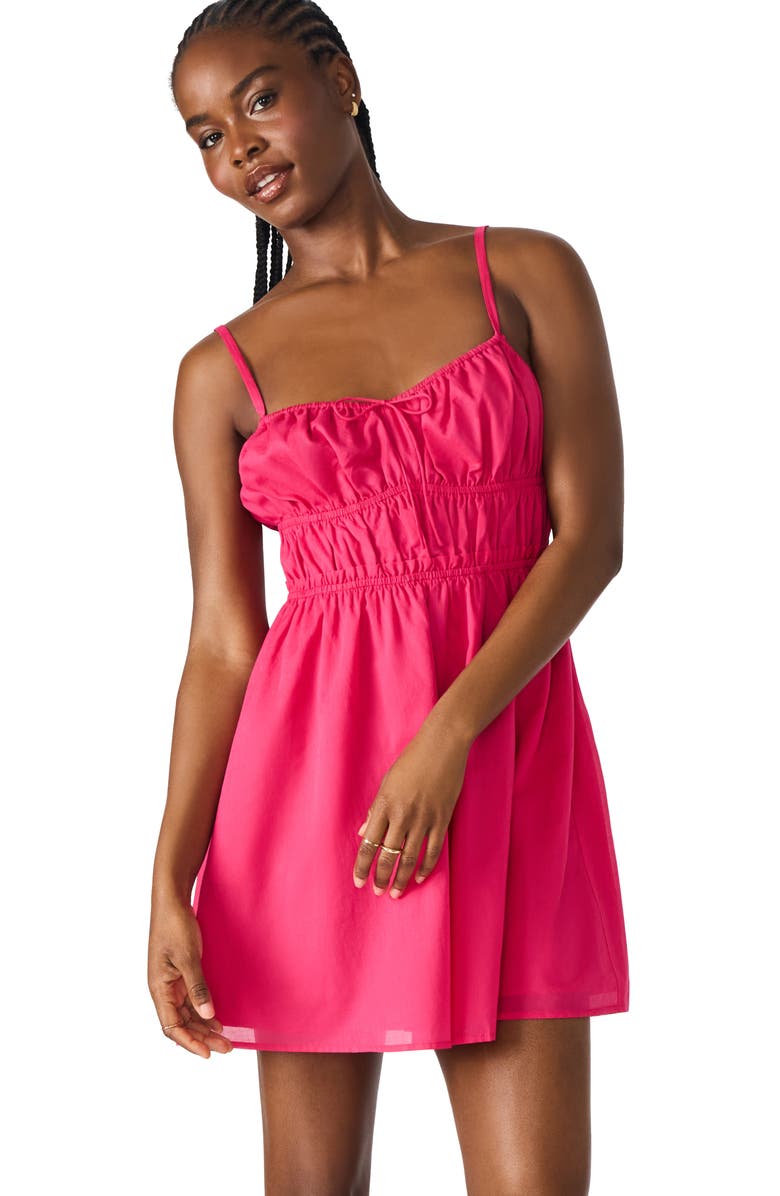 Steve Madden Heather Cotton Mini Sundress, Alternate, color, Cranberry