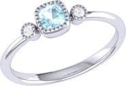 LuvMyJewelry Cushion Cut Aquamarine & Diamond Ring