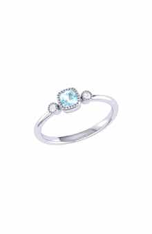 LuvMyJewelry Cushion Cut Aquamarine & Diamond Ring