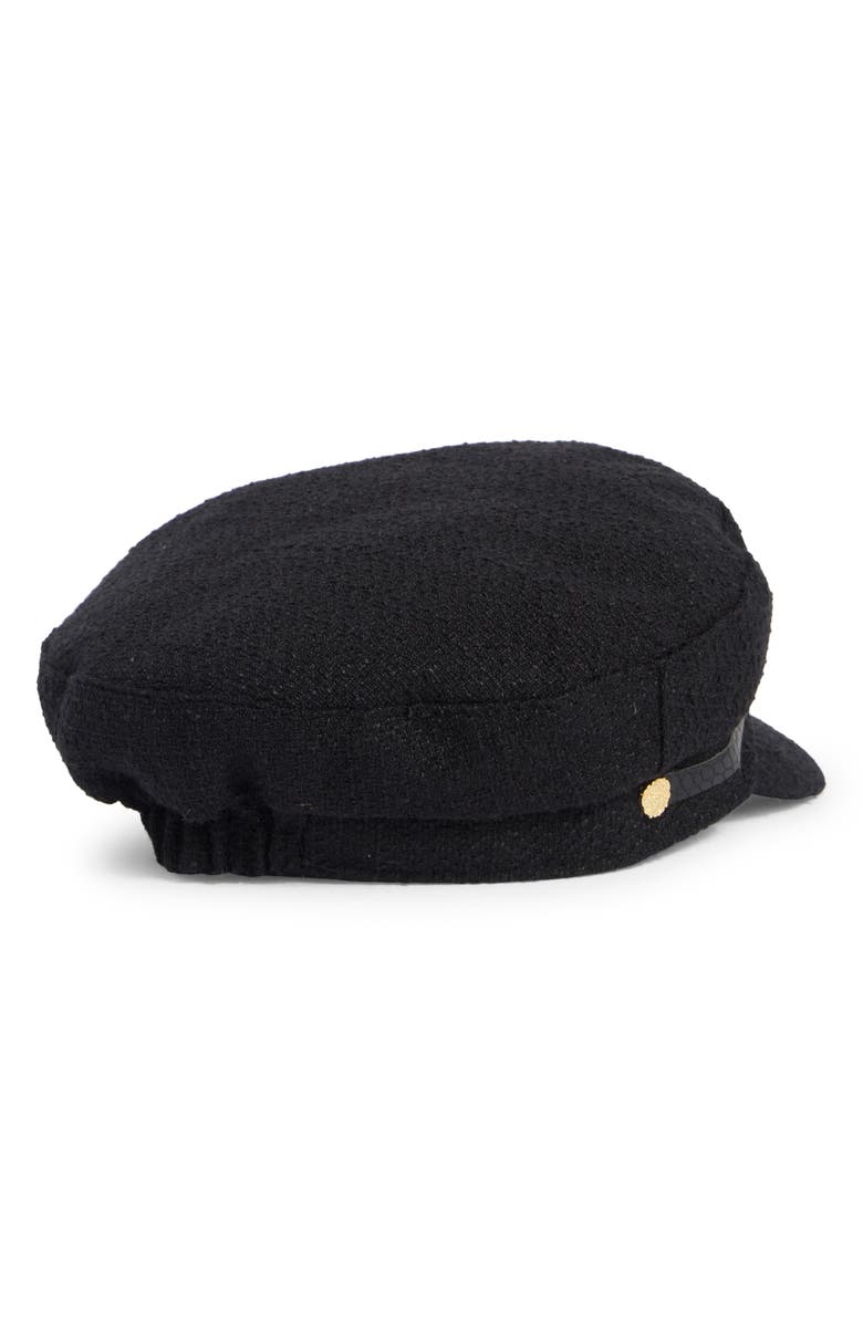 Vince Camuto Nubby Captain's Croc Embossed Band Skipper Cap, Alternate, color, Black