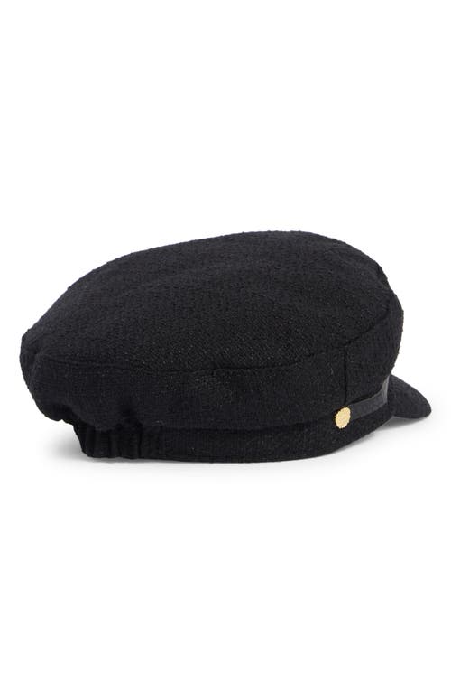 Vince Camuto Nubby Captain's Croc Embossed Band Skipper Cap In Black