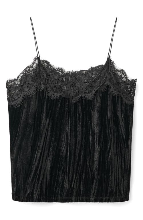 Mango Teen Velvet & Lace Camsiole In Black