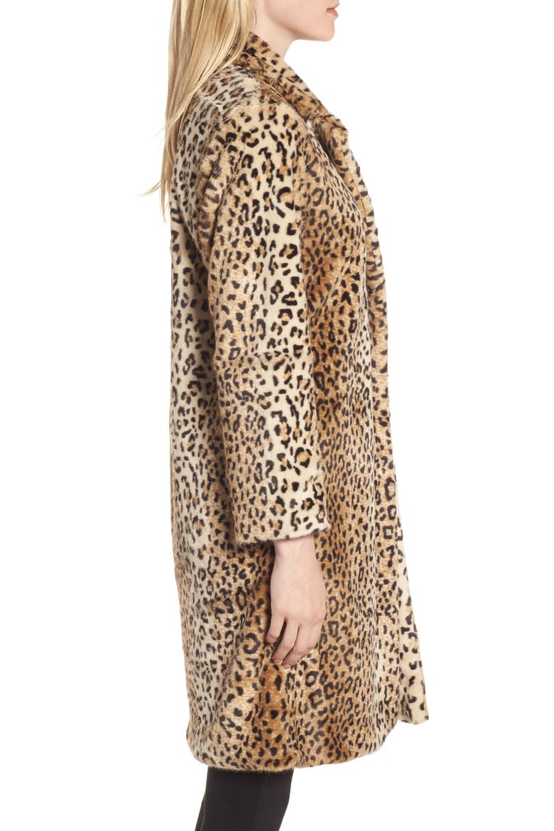 Leopard Print Faux Fur Jacket, Alternate, color, TAN LEOPARD PRINT