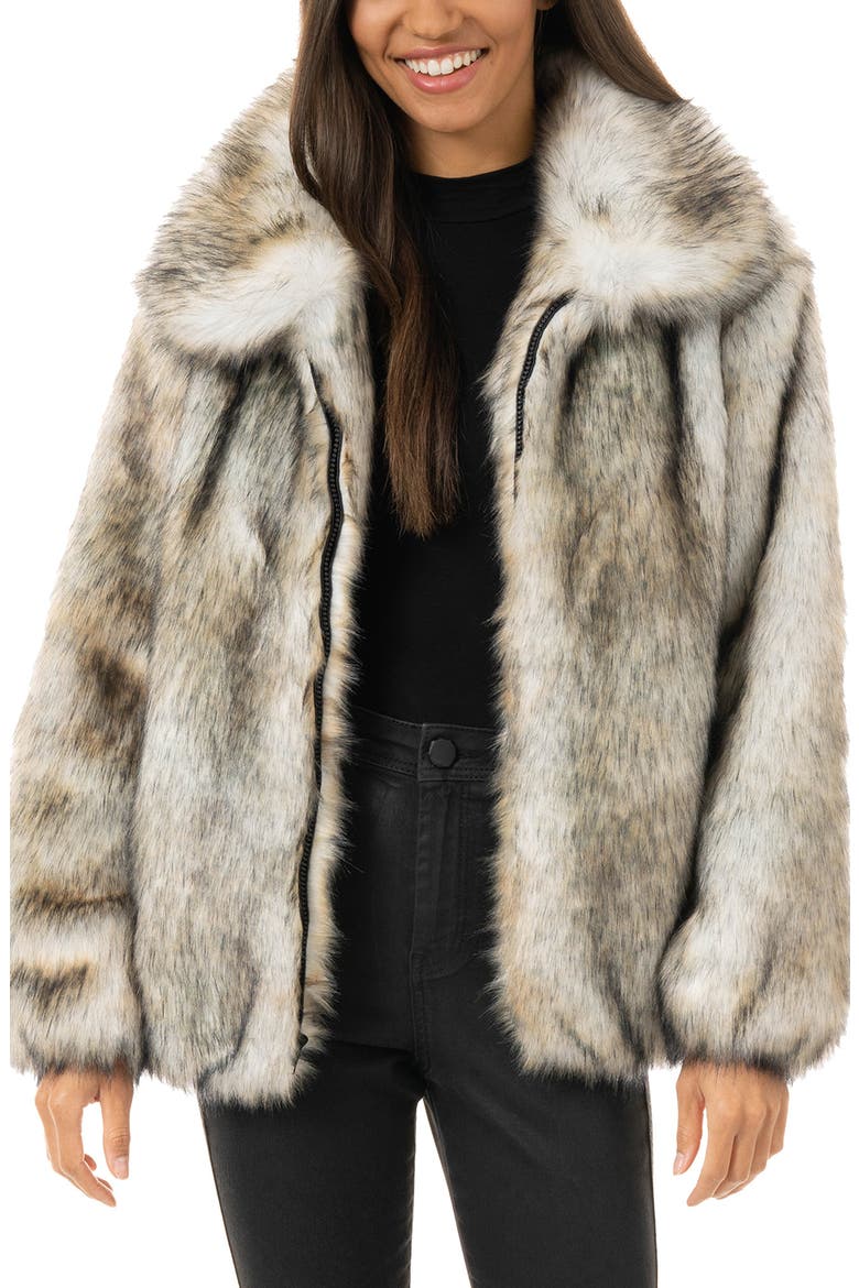 Yukon Wolf Faux Fur Bomber Jacket, Main, color, YUKON WOLF