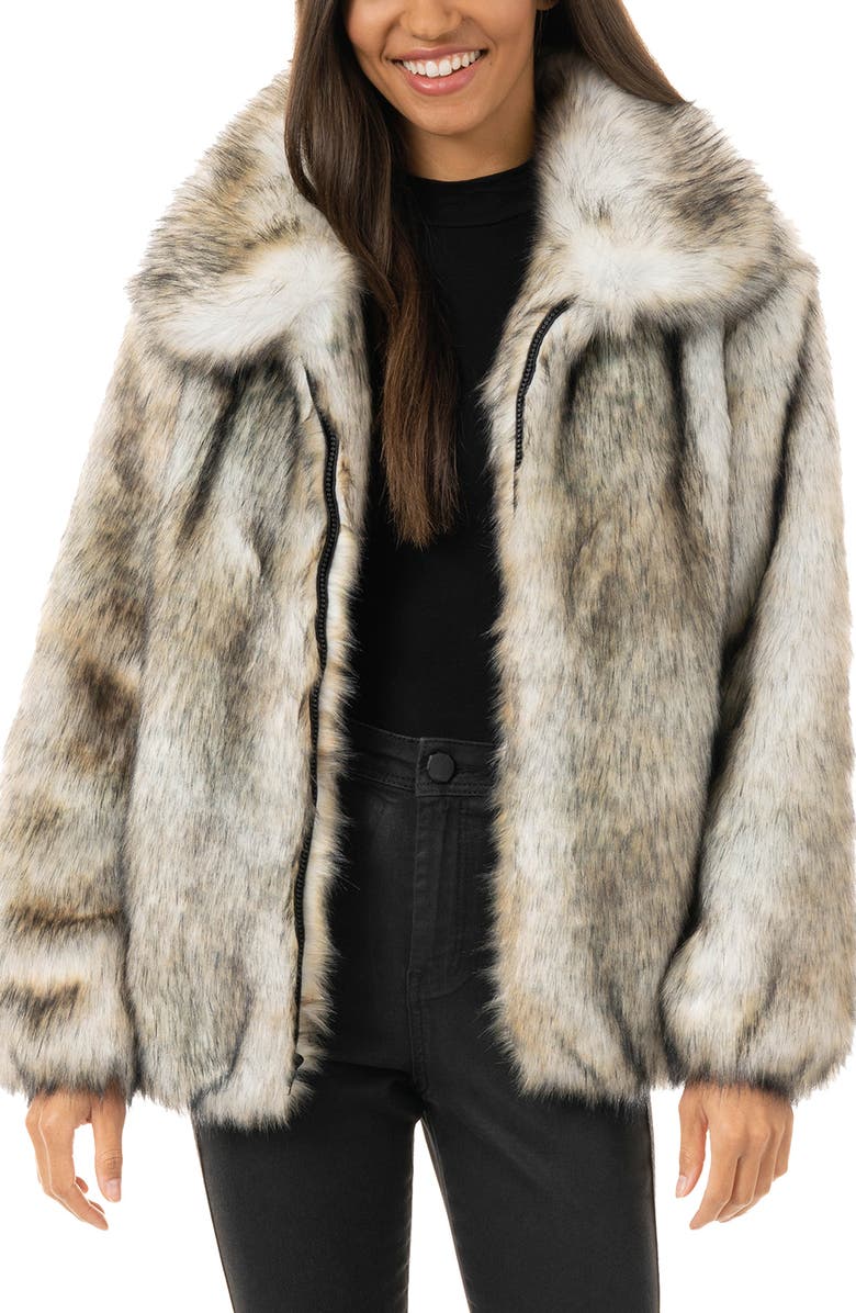 DONNA SALYERS FABULOUS FURS Yukon Wolf Faux Fur Bomber Jacket, Main, color,