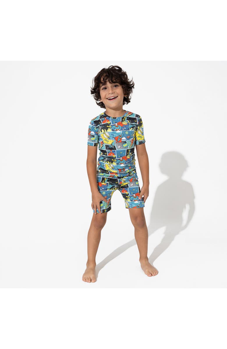 Bellabu Bear Justice League Hero Kids 2-Piece Short Sleeve & Shorts Pajama Set, Alternate, color, Justice League Hero