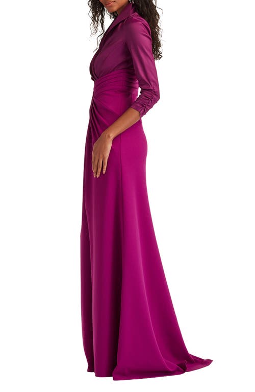 Tadashi Shoji Mixed Media Gown In Purple