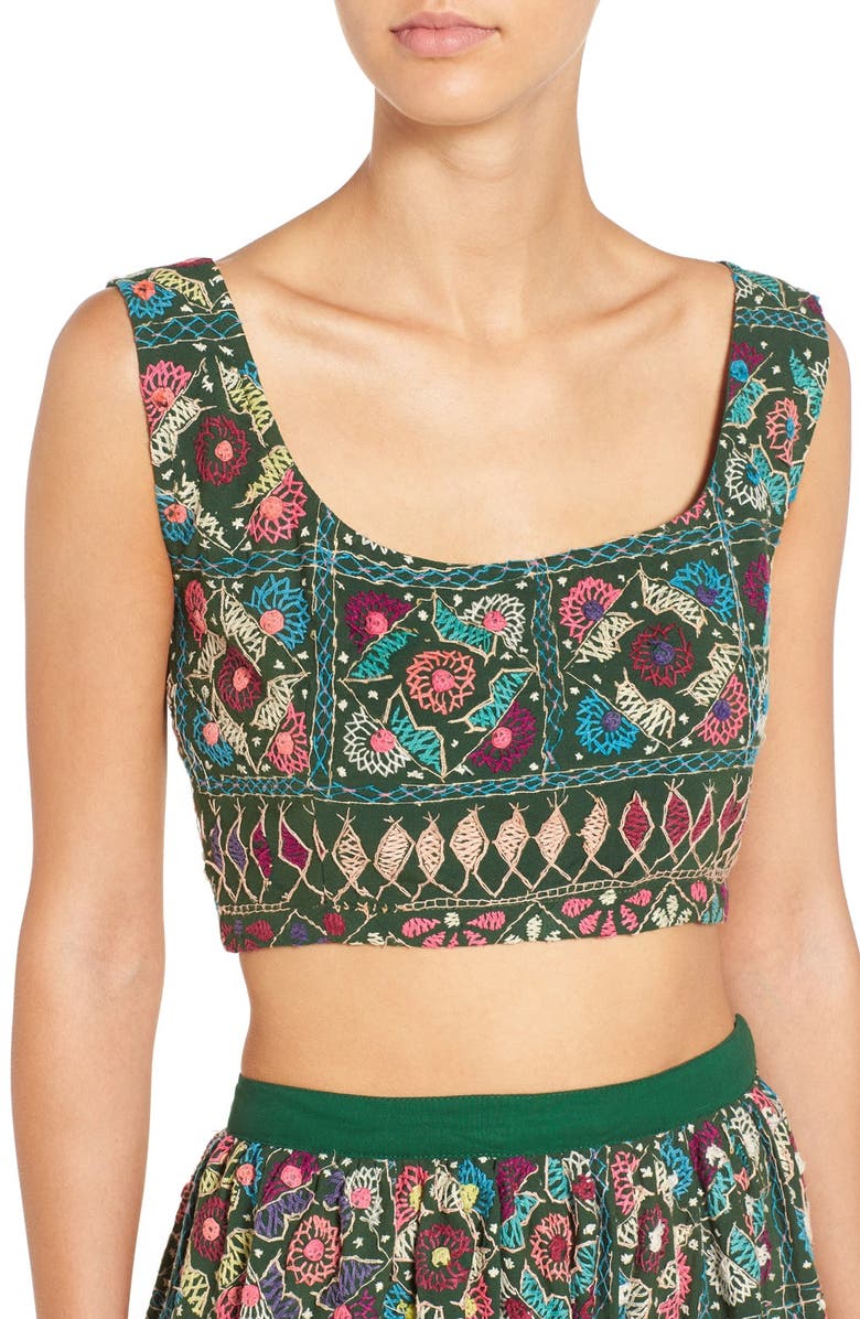 All Things Mochi Jaipur Print Crop Top & Midi Skirt Set, Alternate, color, 