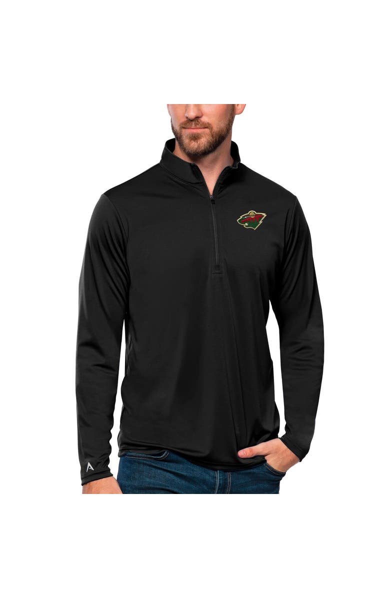 ANTIGUA Men's Antigua Black Minnesota Wild Tribute Quarter-Zip Pullover Top, Main, color, Black