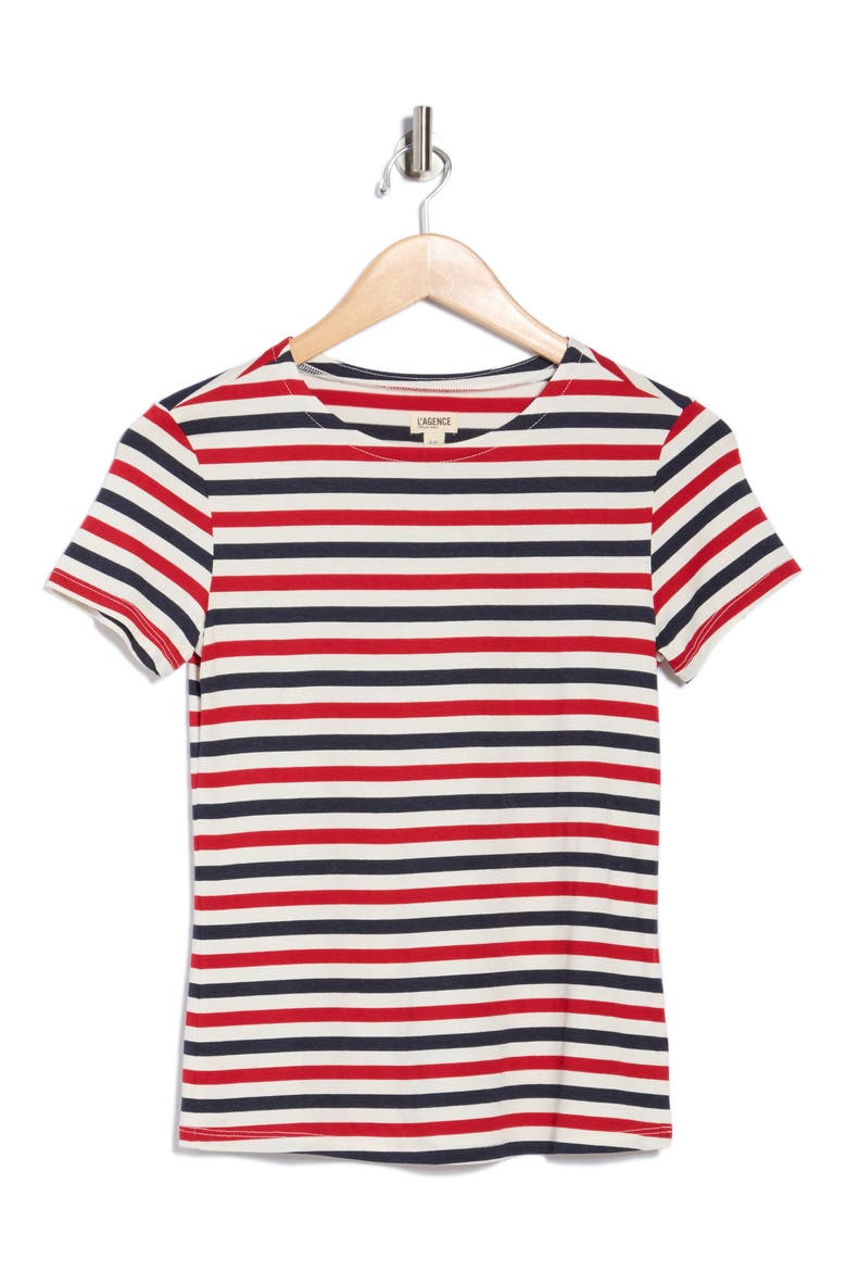 Ressi Stripe T-Shirt, Alternate, color, NAT/RED/NAVY STRIPE