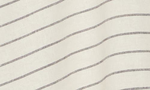 Shop Caslon ® Long Sleeve Linen Blend Shirtdress In White- Grey Ebony Lena Stripe