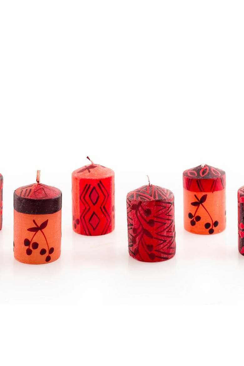 Berry Blaze Painted Voltive Candles - Set of 6, Main, color, Berry Blaze - 2"