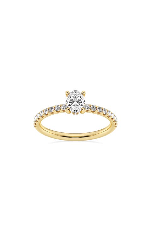 Oval Cut Lab Created Diamond Pavé Ring - 7/8 ctw.