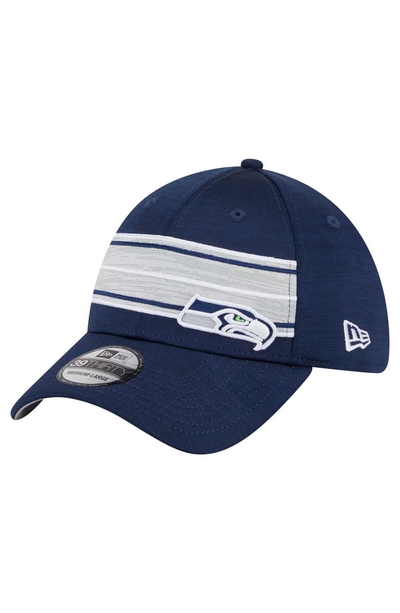 New Era Men's New Era College Navy Seattle Seahawks Stripes 39THIRTY Flex Hat, Main, color, College Navy